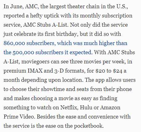 Cinema chains were in trouble long before COVID. Movie theatres have offered subscription services similar to Netflix. The bigger question is whether upcoming movies can do enough to keep people engaged & incentivise them to watch it on the big screen.