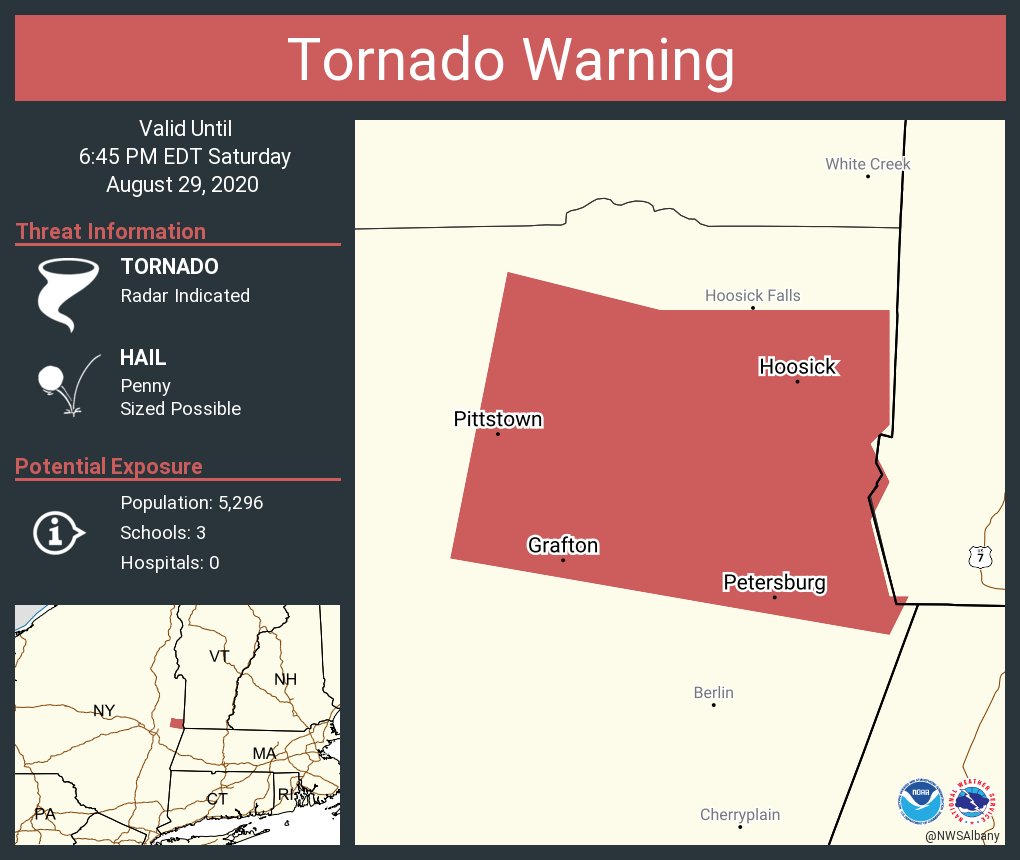 Tornado Warning continues for Petersburg NY, Grafton NY, Hoosick NY