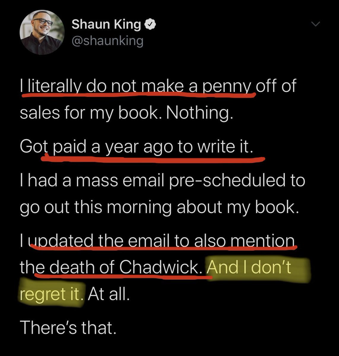 Make Change is published through Houghton Mifflin, a major publishing house.Now they might have given him a massive advance, but the idea that there’s NO financial incentive for him for his book to sell (like I said earlier, 2nd run bonus, option for future books) is impossible