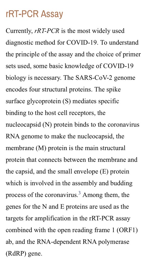 The PCR multiplies a section of the genetic material that codes for a protein specific to C-19 over several cycles. The cutoff being used now is between 35 and 40 cycles.- depending on the lab. 1/n https://www.ncbi.nlm.nih.gov/pmc/articles/PMC7268832/  https://twitter.com/tlowdon/status/1299736519184232449