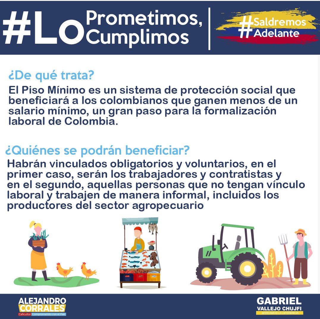 AlejoCorralesE's tweet photo. El Piso Mínimo de Protección Social es una realidad y aquí les contamos los grandes beneficios que traerá para los colombianos #LoPrometimosLoCumplimos https://t.co/e2R4ruLiQO