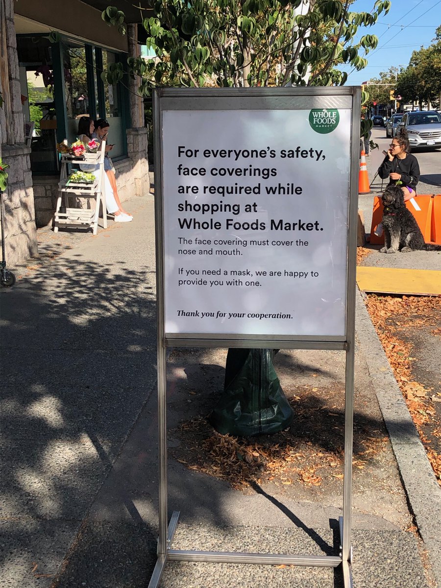 FINALLY! Thank-you, @WholeFoods Whole Foods Market, 4th Ave. in Vancouver! Hey,@ShopWest4th I'd feel safer shopping on 4th if all stores made masks mandatory! How 'bout talking to your merchants about this?