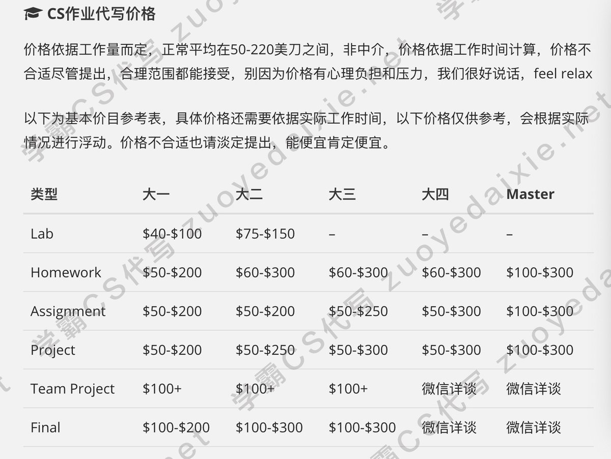xuebaCS's tweet image. 学霸代写 - 程序编写涉及: CS代写,学霸CS代写,😬包括: #OS操作系统 #加拿大程序代写🇨🇦  #编程代写 #操作系统作业代写 官网: zuoyedaixie.net 微信ID: nobugboy