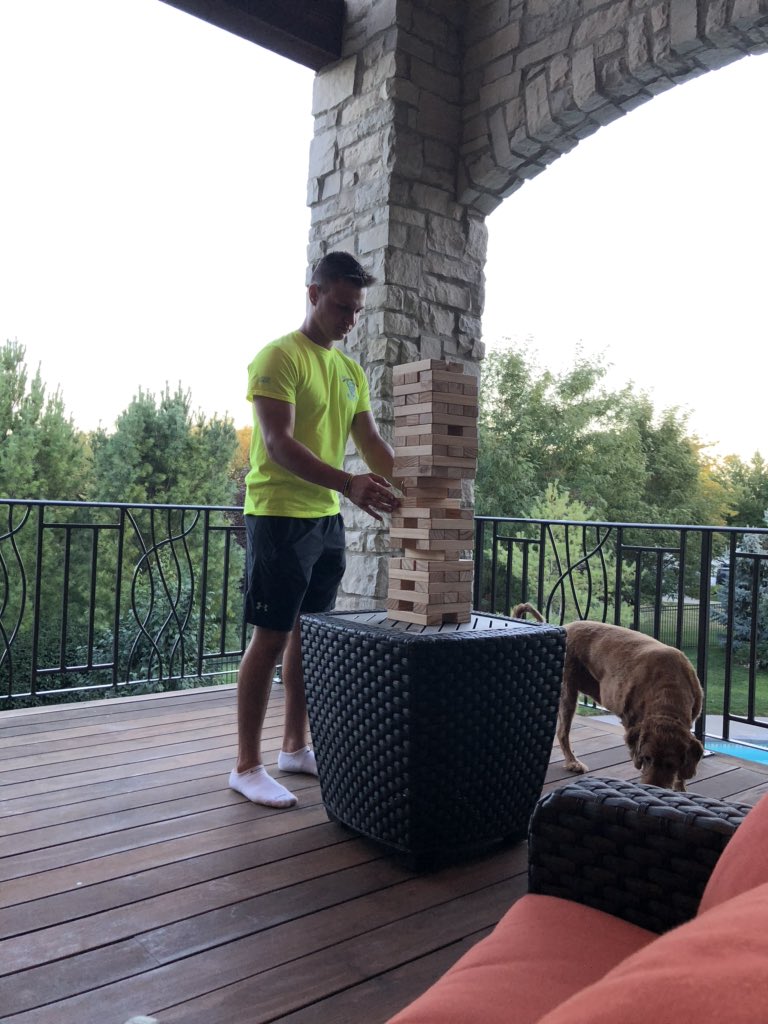 LegsMJL's tweet photo. Saturday night Jenga tourney.  Where is Macy? @JeffGor08202275 @sherrimarieg531 https://t.co/dHqyJoyDe7