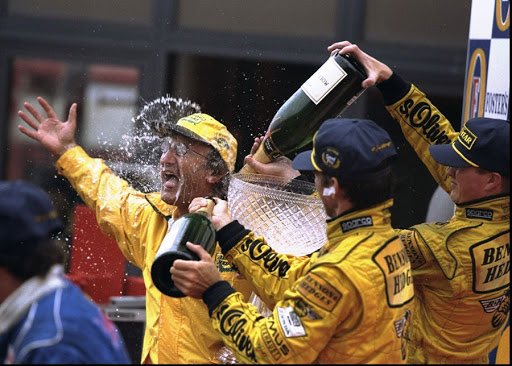 F1JordanGP's tweet photo. If I was to pick four photos from Spa 1998, these would be it. What would you pick? @latphotographic images credit. @HillF1 one year for each of your wins #timeflies #firstwin #lastwin #beersallround https://t.co/6SCk2TfDy5