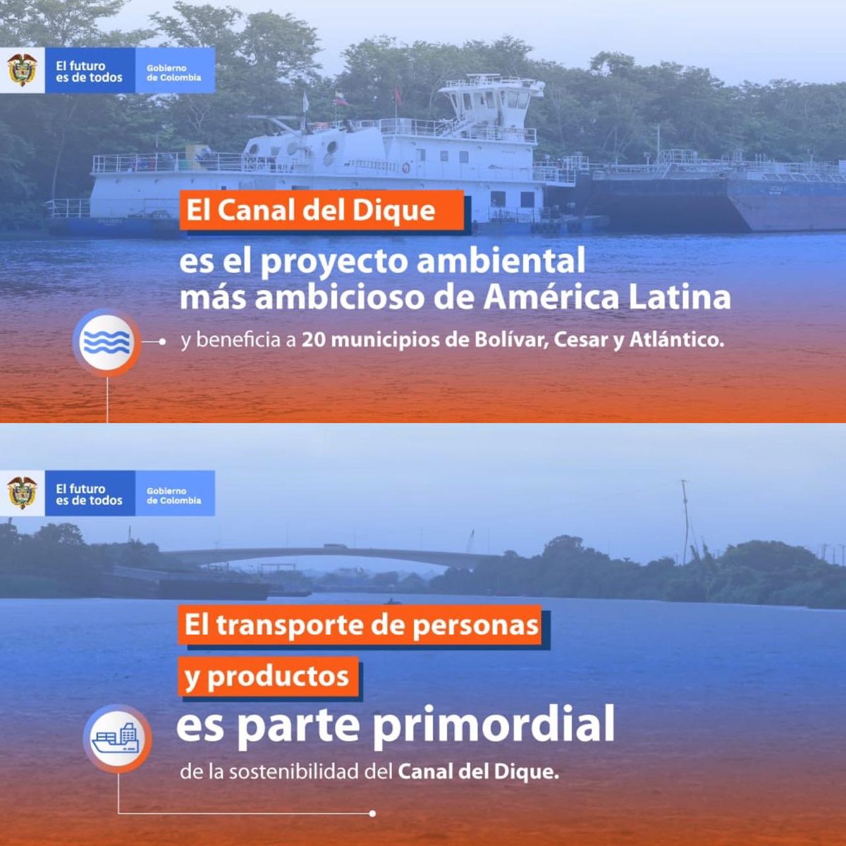 ¿#SabíasQue la #AppCanalDelDique impulsará las actividades portuarias del Caribe convirtiéndose en motor económico para la región? El proyecto cuenta con el acompañamiento del <a href="/BancoMundialLAC/">Banco Mundial | América Latina y el Caribe</a> #RíoQueConstruyePaís.