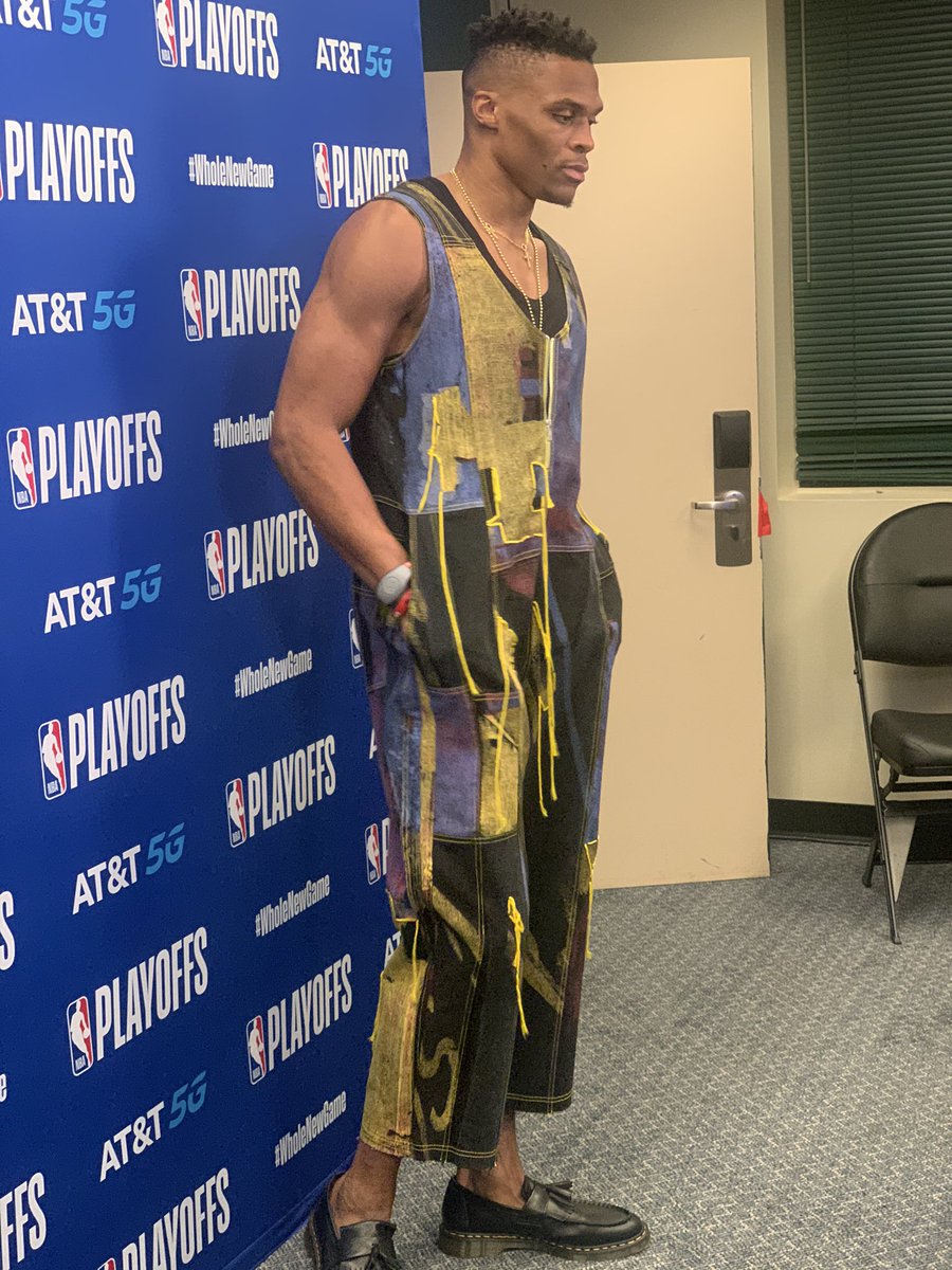 CassidyHubbarth's tweet photo. 1st Playoff game fit for @russwest44 https://t.co/Lo9xT8vACc