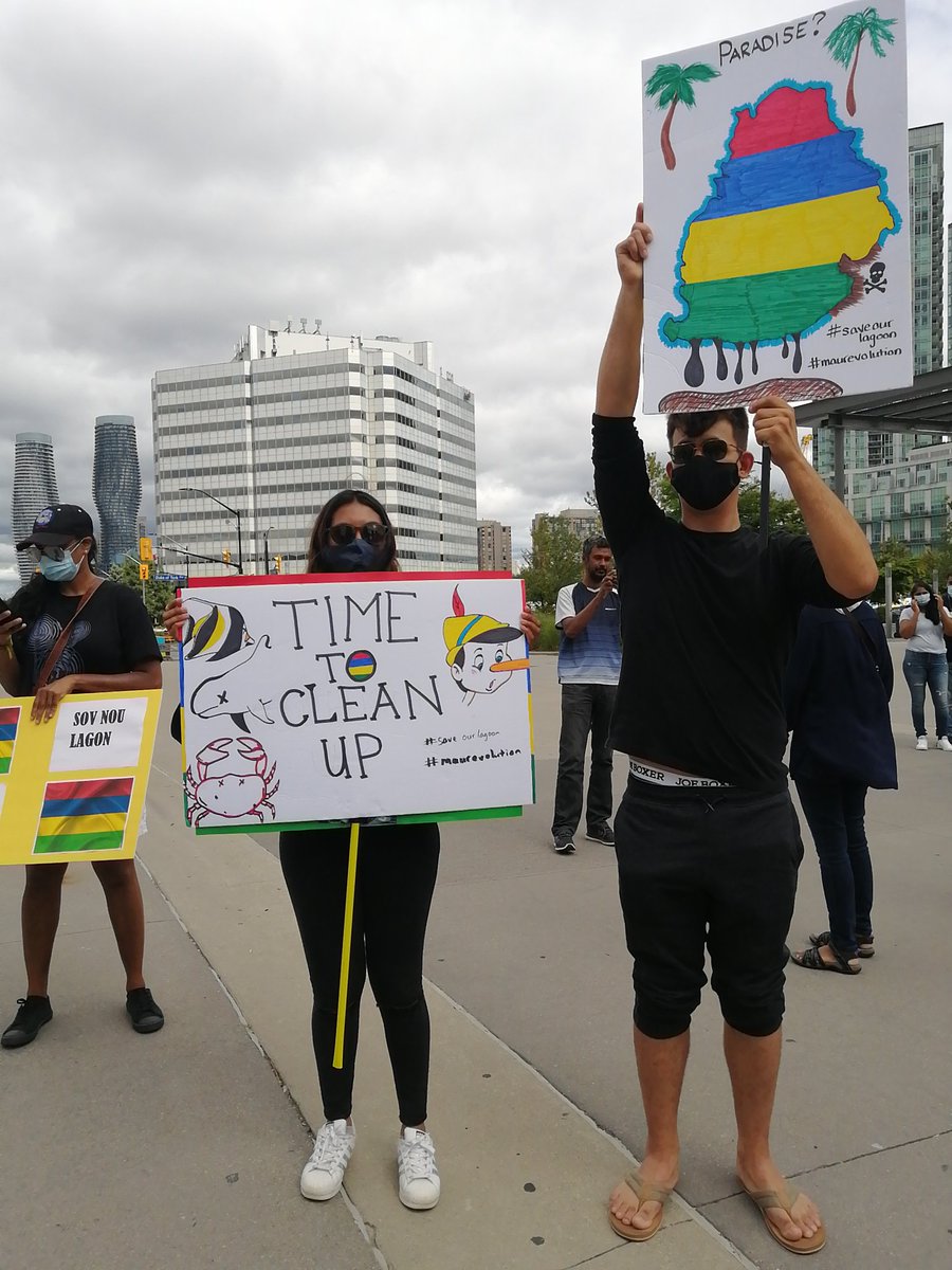 SSurroop's tweet photo. After Paris, London and Montreal, the global Mauritian citizens in Toronto stand up for our island Mauritius. #saveourlagoon #protectourreef #wakashio #protectourdolphins
#stopmarinepollution #oilspill https://t.co/aVW086m2Wu