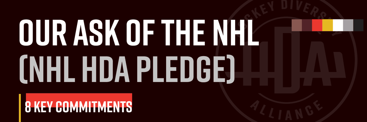 On July 14, we asked the NHL to sign the #HDAPledge. The following are the specific items we've asked for. We hope to be in a position to announce an agreement in respect of the Pledge commitments before the end of the playoffs. 

1/10 #ISupportHDA | bit.ly/2EQ3Tpy