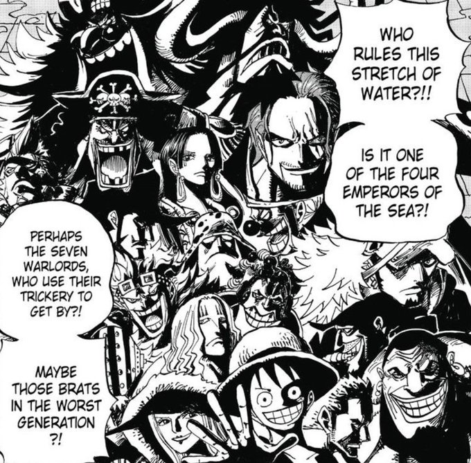 Au cours de son aventure, Luffy a été confronté à énormément d'ennemis tous très différents les uns des autres.Mais on remarque que tous ou presque appartiennent à un de ces 2 groupes:-le Gouvernement Mondial;-la Piraterie.