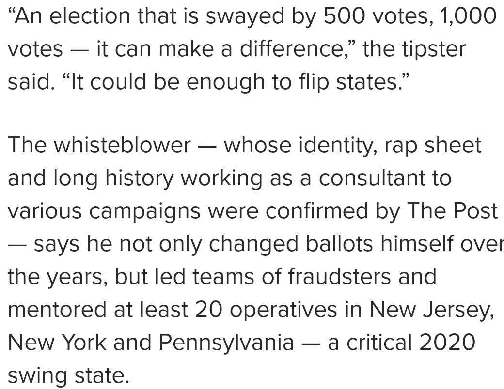 🚨Top #Democratic operative tells #NYPost #VotingFraud is no myth. He's  been doing it for decades. 🚨

Five techniques:

#PhonyBallots
#InsideJobs
#NursingHomes
#VoterImpersonation
#BribingVoters

#Election2020