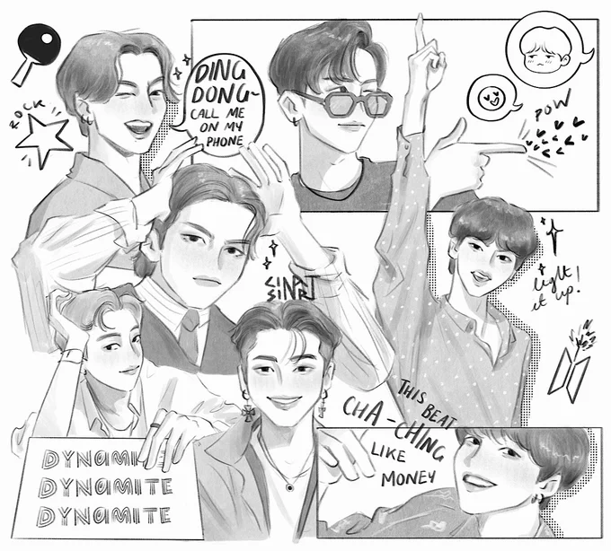 ding dong dynamite doodle dump 
#bts #seokjin #yoongi #jhope #namjoon #jimin #taehyung #jungkook 