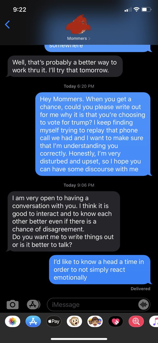 Lord, help me. All I want to do is scream at her, but I know that’s a terrible approach. 
She’s a conservative christian and has told me she will always vote republican 🤦‍♀️