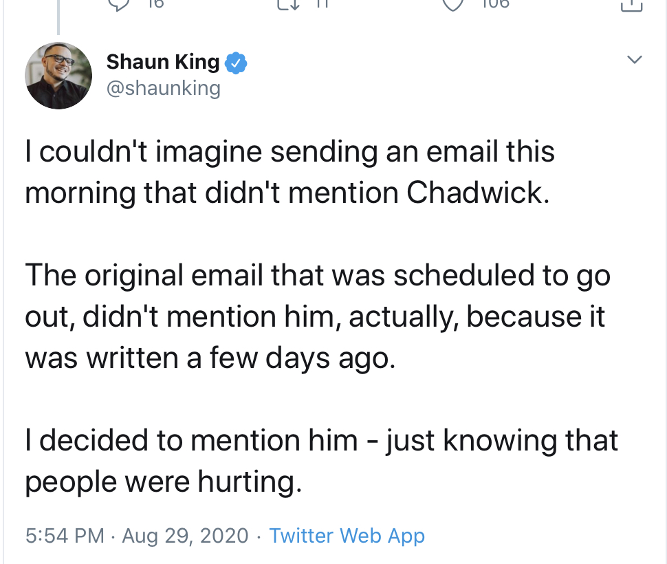 So then you send an email asking your subscribers to donate to cancer research,  @shaunking. You don’t send an email with 7 links to buy your book. I know you know this. Stop acting brand new. You knew what you were doing.