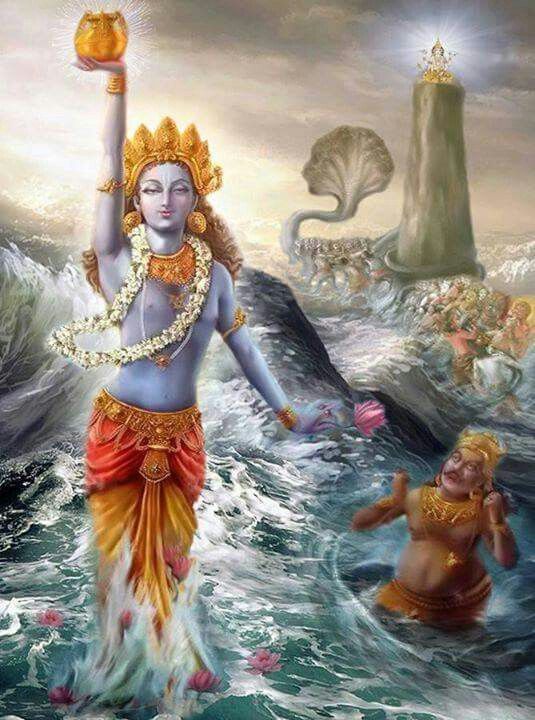 The churning would recover jewels that had fallen into the ocean from Bali's hands while he was transporting the treasure of the gods to his capital. The churning would also extract ambrosia, which could immortalize the demigods. (Vishnu Purana 1.9, Matsya Purana 250–251)