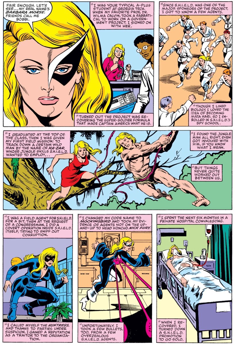 Marvel Daily Art on Twitter: "Mockingbird shares a one-page summary of her  origins, including her start at S.H.I.E.L.D. as Bobbi Morse, her stint in  the pages of Ka-Zar, and her name change