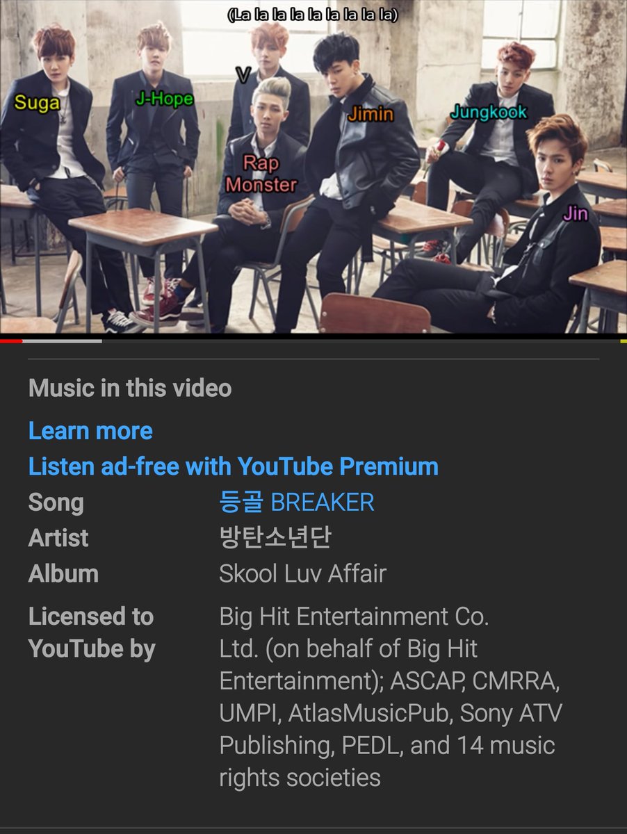 When a video is copyrighted by a company, as explained by Youtuber ZaerApollo, there should be a copyright claim like this:-There should be the song title-The RIGHT company name should be there (in this one, it's a BTS Spinebreaker lyrics video so it is licensed by Big Hit)