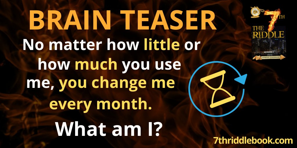 7thriddlebook's tweet photo. No matter how little or how much you use me, you change me every month.
What am I?
#riddlemethis #riddleoftheday #riddletime #7thriddle #brainteaser οΈ https://t.co/3GYjcichGB