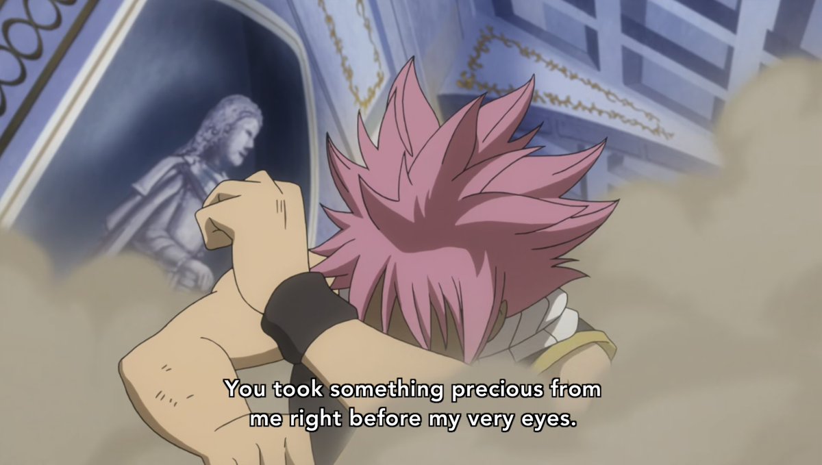 Day 242 of 366 of NaluNatsu isn't going to let anyone take Lucy's future from her! Also, says she is precious to him.Him crying and upset about Future Lucy death This boy shows his love for Lucy his way Nalu <3