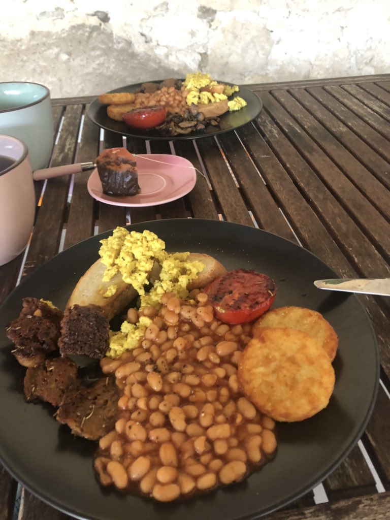 Een full English breakfast, vegan style. Heerlijk!