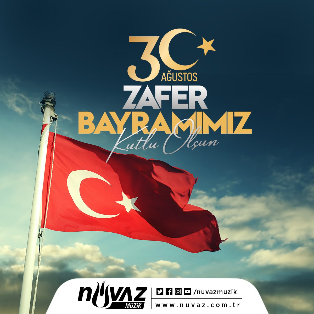 🇹🇷 30 Ağustos Zafer Bayramımız kutlu olsun. Tüm şehitlerimize ve gazilerimize minnettarız.
#30Ağustos #ZaferBayramı #Zafer
