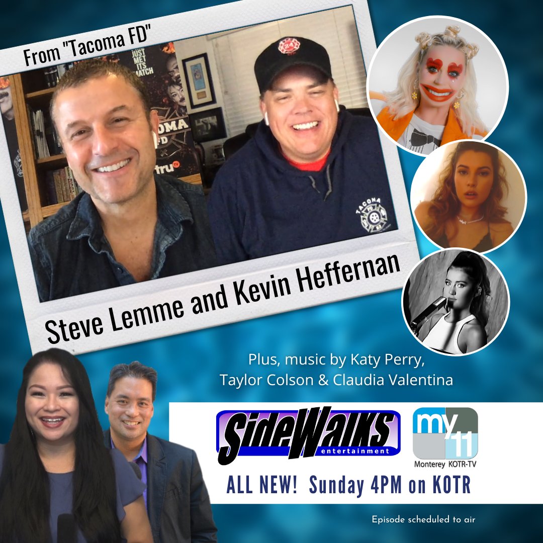 SidewalksTV's tweet photo. Sunday at 4PM on @KOTR_MY11, all-new @SidewalksTV episode with #SteveLemme and #KevinHeffernan of #TacomaFD and music by #KatyPerry, #TaylorColson, & #ClaudiaValentina.
#KOTR #Monterey #Carmel #Tricounty #SantaCruz #Salinas #CentralCoast #SidewalksEntertainment #broadcast https://t.co/4jHEzKh58M