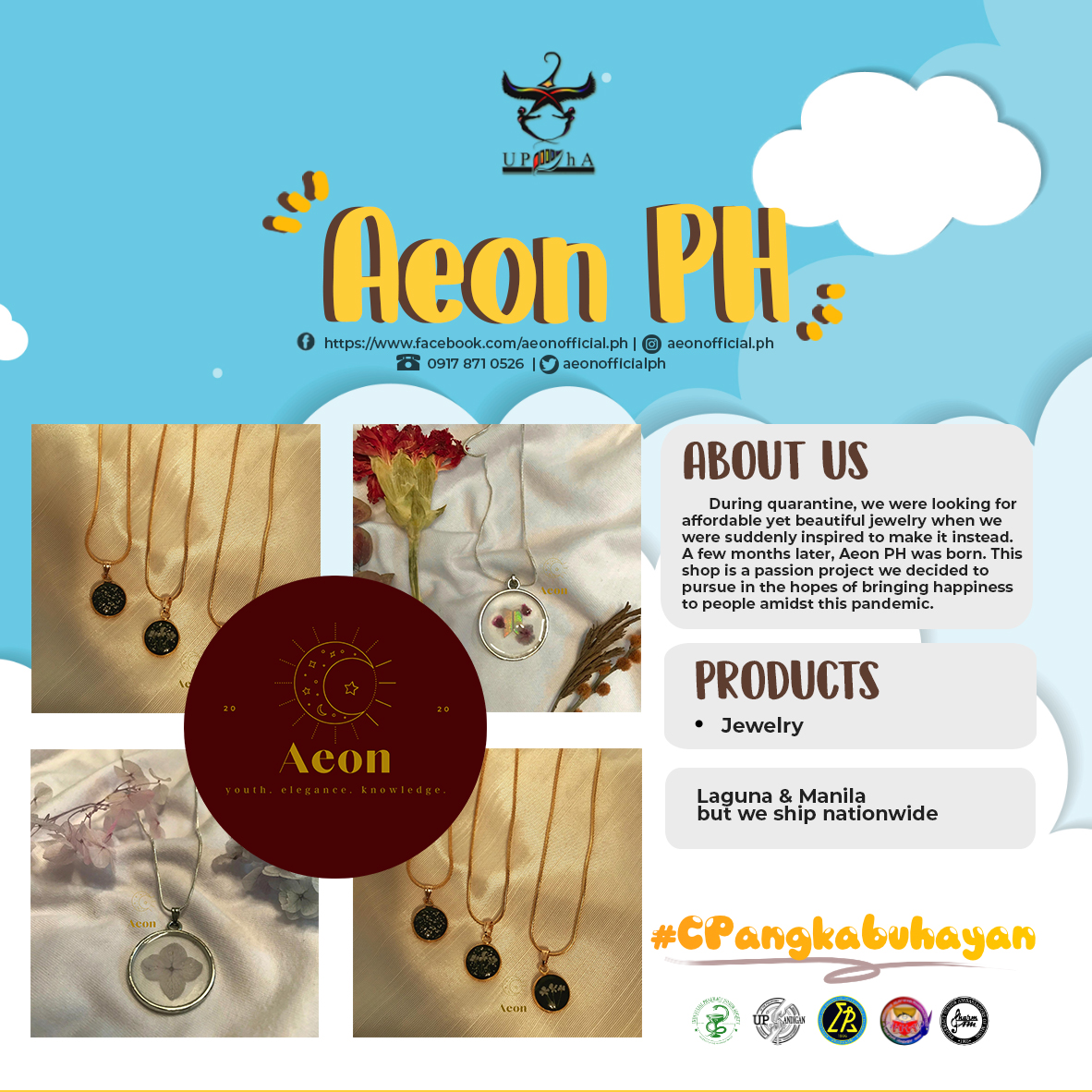 Aeon PH  is a passion project started during the quarantine in the hopes of bringing happiness to people amidst the pandemic. They offer beautiful and dainty jewelry at an affordable price with nationwide shipping. Visit their social media sites to know more about their products!