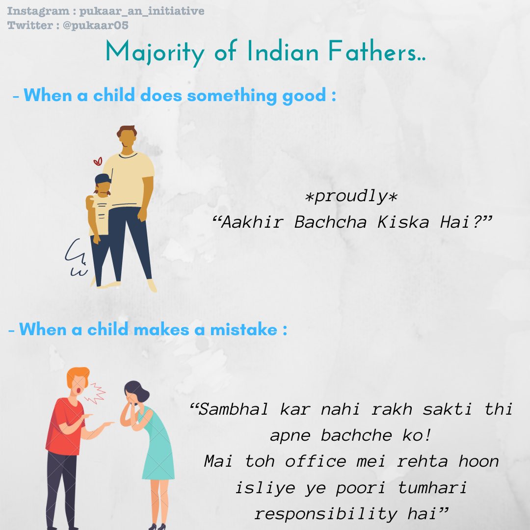 pukaar05's tweet photo. Mother and Father are equally responsible for the failure and success of a child. 
#parenting https://t.co/FLAMGW3U6l