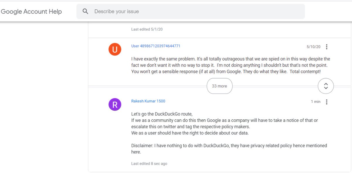 Rakesh_882's tweet photo. @yegg Hi,
You may consider writing content around how to remove data from Google Chrome, Google account etc.

Answering on forums where users are unhappy with tracking could be a good opportunity.

Thanks for privacy at core search engine

https://t.co/txCu3iwZr2 https://t.co/04TiRqg1BD