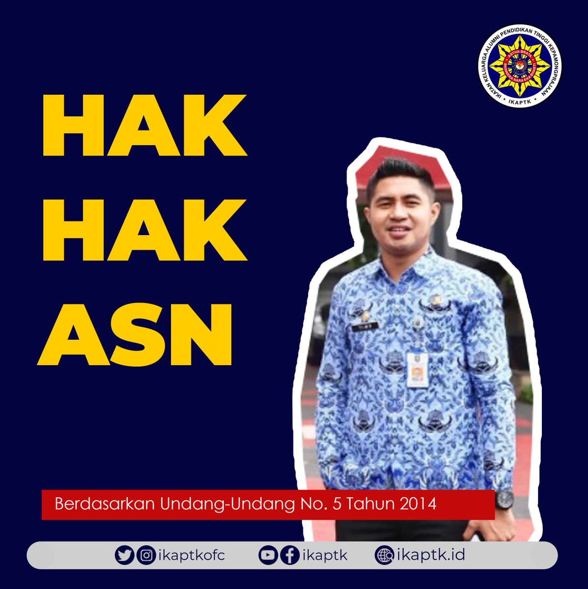 ikaptkid's tweet photo. Selamat siang... semoga selalu sehat yahh. Yuk Kaks kenali apa saja yg menjadi hak-hak kita setelah menjadi ASN.๐ #ASN #PNS #OSVIA #MOSVIA #KDC #APDN #STPDN #IPDN #PURNAPRAJA https://t.co/uNC44C8lHx