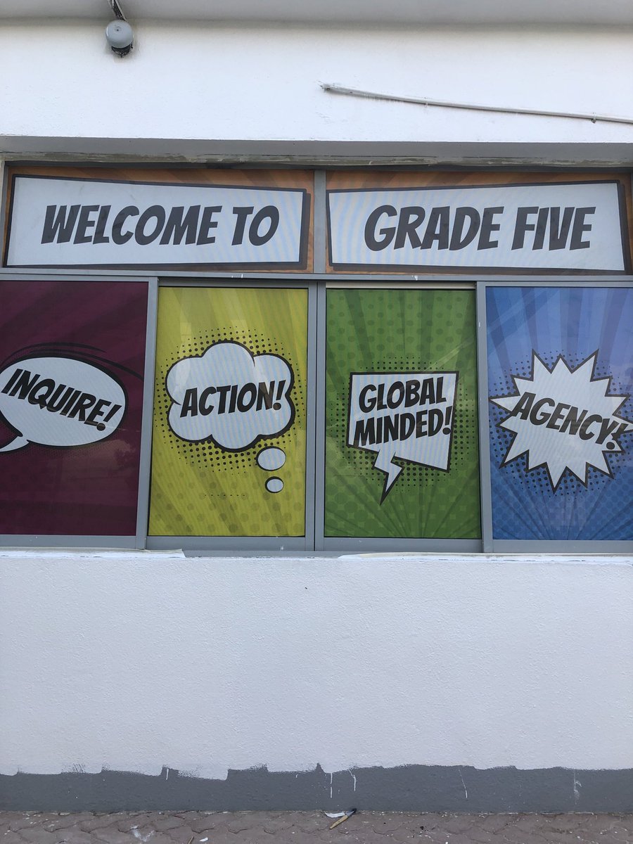 Getting ready to welcome our 5th grade students with beautiful new window coverings #aisalions