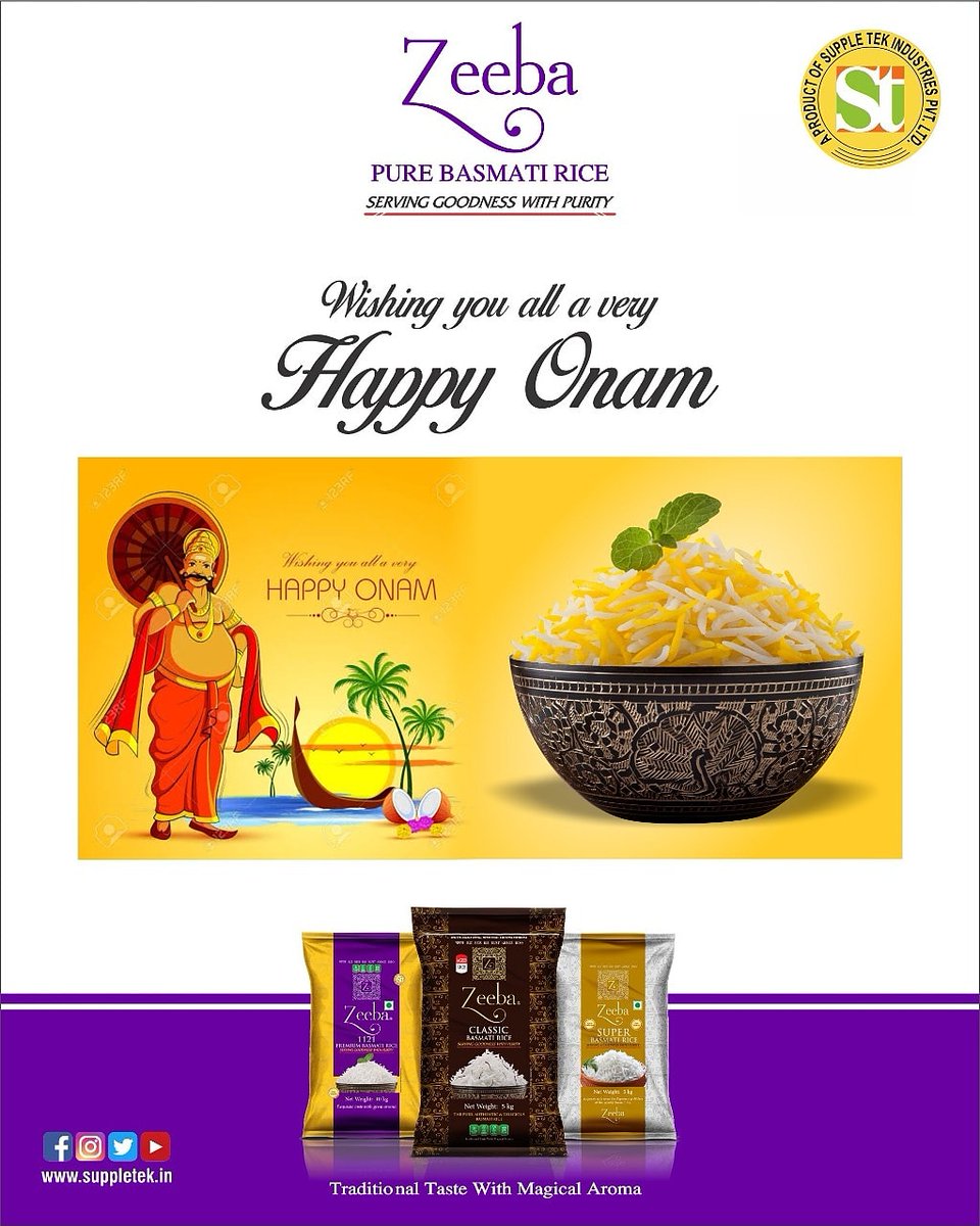SuppleTek's tweet photo. Onam Greetings to our customers, clients and partners.
#incredibleindia #indianfestivals #onam2020 #onaminindia #ricerecipes
#bestbasmati #basmatirice
#largestbasmatiexporter #indianbasmati #festivalsofindia #ricedishes https://t.co/9WGUbcQrSE