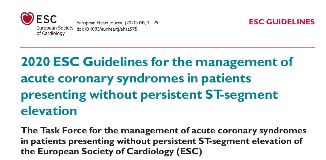 2020 ESC Guidelines on NSTEACS: - 10 key concepts to remember and messages that will change our practice -  #ESCCongress  #ESC_Acute  #Acutecvd