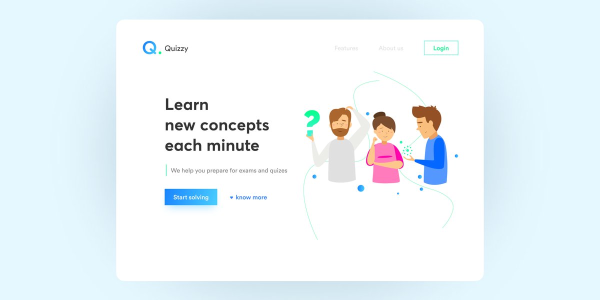 Hello! 👋

Today I would like to share a web concept, Quizzy, for those who want to master a particular skill with a quick 5-minute quiz.

Your feedback will be highly appreciated.

Dribbble (HD Preview):
dribbble.com/shots/14101629…