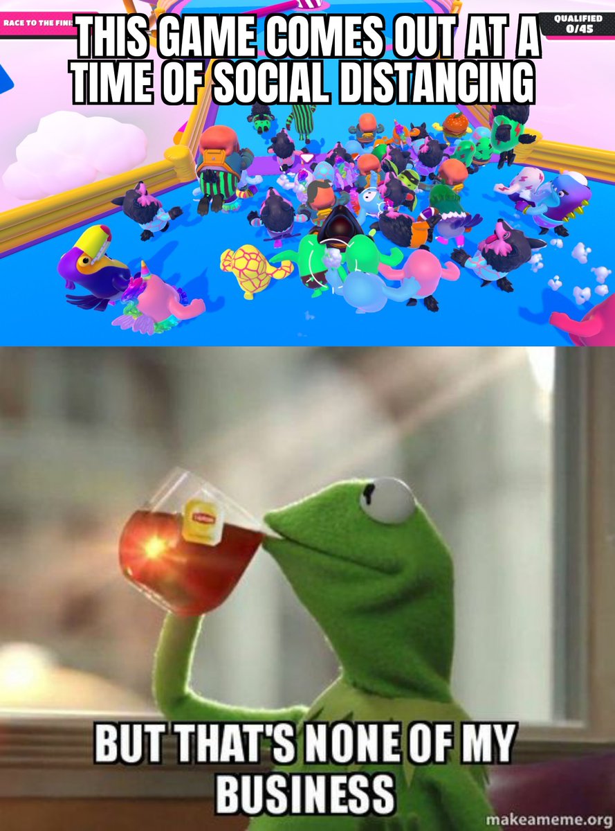 SquirrelSide's tweet photo. Just made my own new favorite meme since I couldn't find one. Enjoy!!! #FallGuys #SocialDistancing #SocialDistancingFail #videogames #GamingIsNotPolitical #gamingmemes #Noneofmybusiness
#SideQuestSquirrel https://t.co/GJ8EZlfCK7
