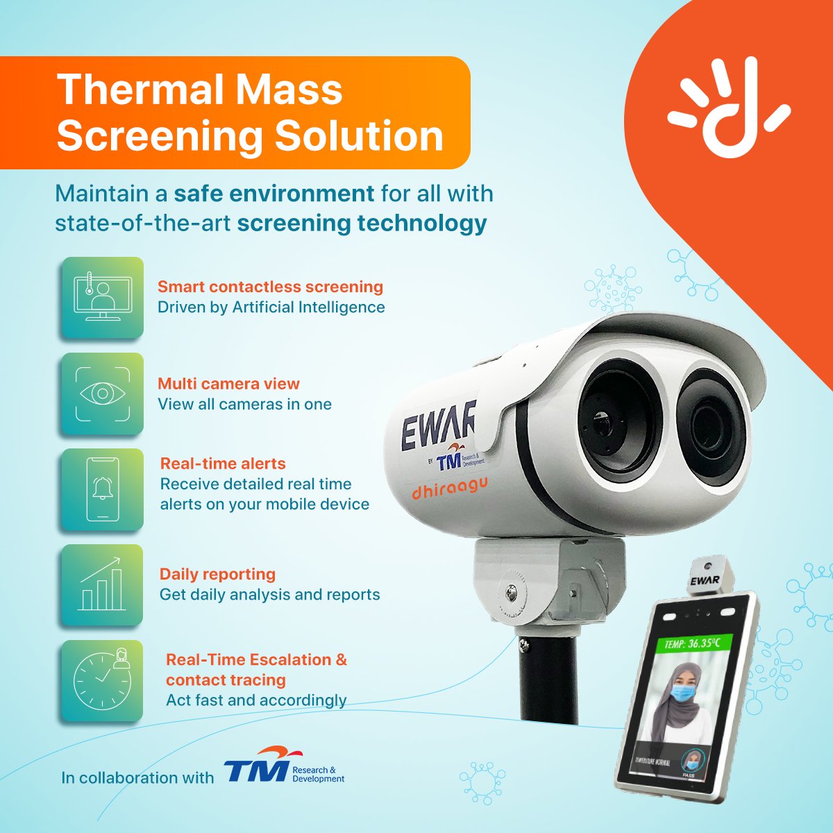 To support and maintain a safe environment for both customers and employees during this pandemic, we have introduced a contactless Thermal Mass Screening solution for businesses in the Maldives.