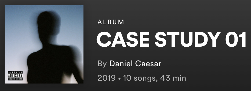 the album i jammed to when i was having existential crisis. i graduated from college and started grad school but i was having the worst time of my life. when my ex broke up with me last yr i filmed myself singing this entire album while crying. fave track: open up  @DanielCaesar