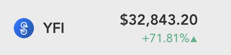 I don’t think y’all heard me. 1 $YFI = $100,000.