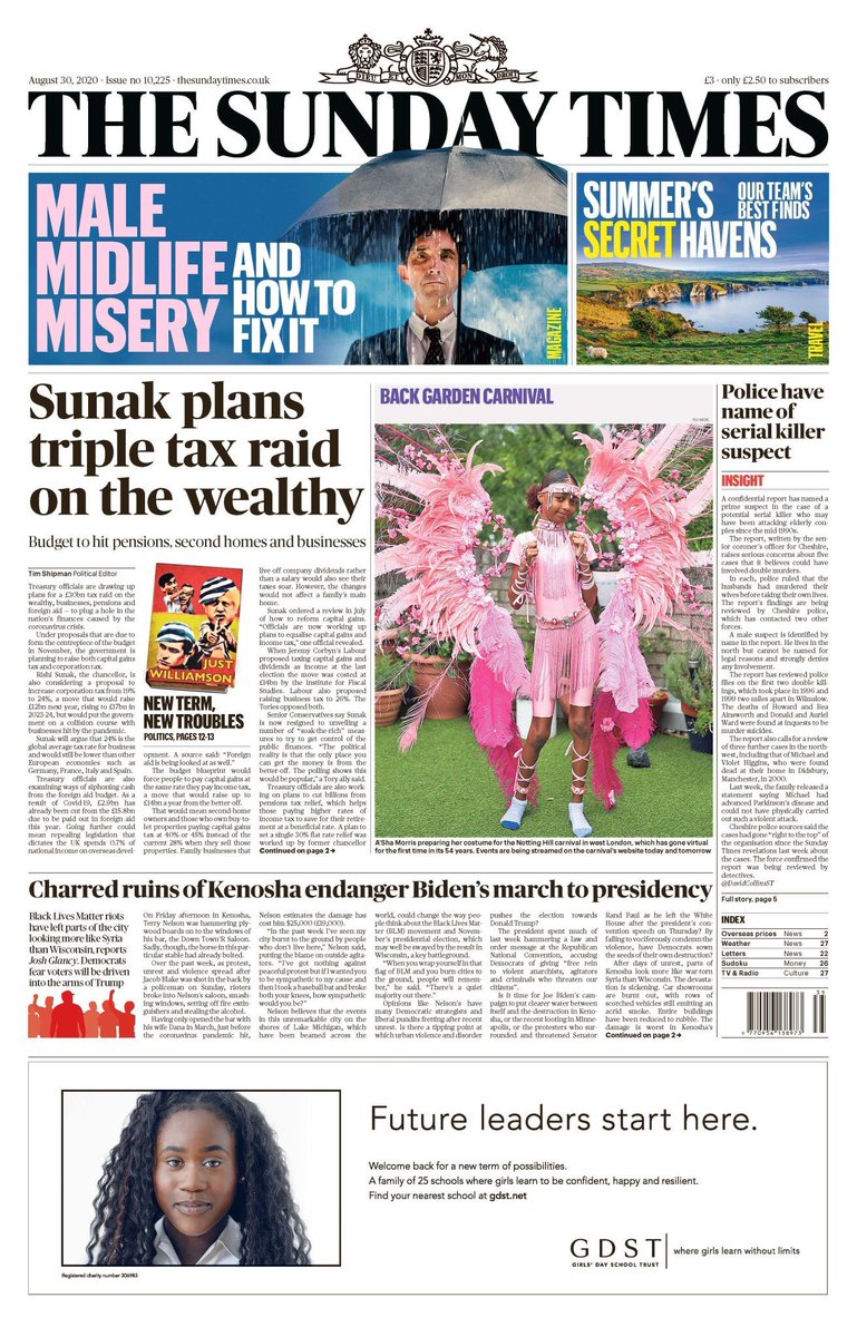 The Times and Telegraph splash on Conservative plans to raise taxes on wealth. Our research shows this would be popular with the public *and* with Conservative voters 1/