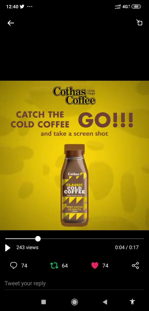 MysticBholenath's tweet photo. @CoffeeCothas Here's My screenshot

#Cothas #CothasCoffee #RealTasteOfCoffee #SouthIndianCoffee #TraditionalFilterCoffee #ColdCoffeeLove #ColdCoffeeAddict #OnceCothasAlwaysCothas

join
@chilled_sup
@srichaitraa
@sengodan4 
@pareek197
@dj_bhayani 
@abhishe_6
@satyam143341
@deeptij25092577 https://t.co/UOinY4YTYf