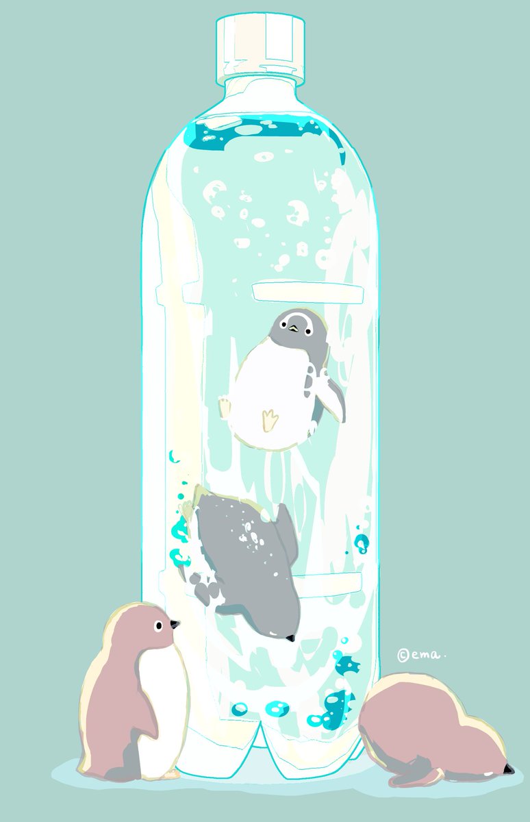 no humans bird penguin animal focus simple background bottle water  illustration images