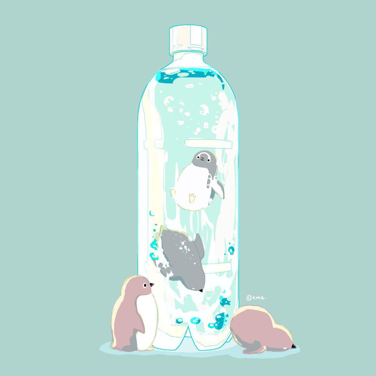 no humans bird penguin animal focus simple background bottle water  illustration images