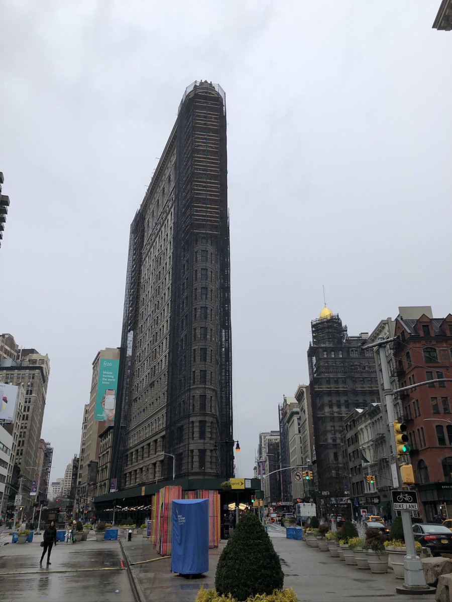 FlutterbyAimee's tweet photo. @scott_mills The Flat Iron building in New York - just bad timing but they were doing repair works and it was cloudy. I didn’t even realise it was there for the scaffolding. Took me 13 years to finally go NYC and this was my one thing I wanted to see 😂 https://t.co/4VkBwTGT01