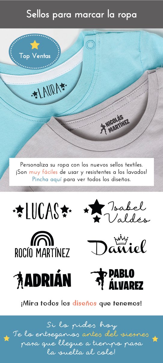 nicolasito_es's tweet photo. ✏ ¡Vuelta al cole! - Packs y sellos personalizados, ¡para que no pierdan nada! https://t.co/xoxXEnXcft https://t.co/ca2QM5AK5A