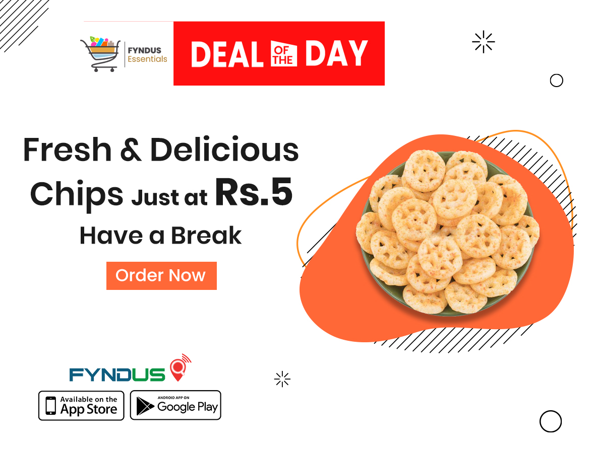 Fyndusapp's tweet photo. Snack on the GO!!! Eat Right, BITE by BITE.
Buy Delicious Chips 250Gms at just Rs.5 only on Fyndus App

Order Now https://t.co/cZcbeE3nT7

#fyndus #chennai #deals #offers #vegetables #fruits #groceries #wheelchips #chips #onlineshopping #stayhome #staysafe #homedelivery https://t.co/Q0gLjKGEmi