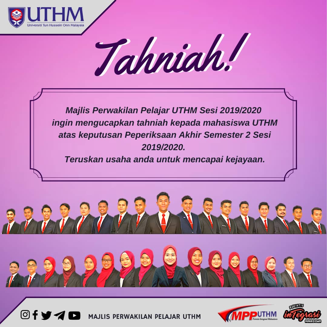 mpputhm's tweet photo. TAHNIAH ATAS KEPUTUSAN PEPERIKSAAN AKHIR SEMESTER 2 SESI 2019/2020 https://t.co/OHnHLQSjfB