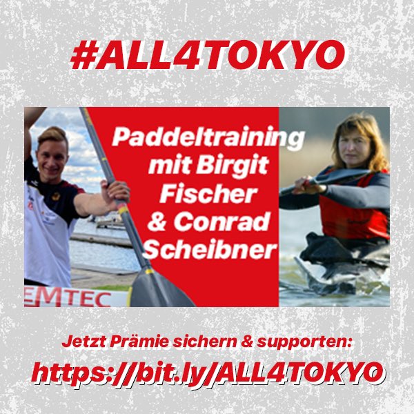 Wie geil ist das denn bitte⁉️ Olympia-Legende Birgit Fischer und Kanut <a href="/ConradScheibner/">Conrad Scheibner</a> unterstützen unsere Para-Athleten mit einer gemeinsamen Prämie 💦
Unterstütze #ALL4TOKYO mit 25€ und gewinne 1 Paddeltraining mit ihnen ➡️ bit.ly/ALL4TOKYO

🇩🇪✊🏼🇯🇵 #nichtsistunmöglich