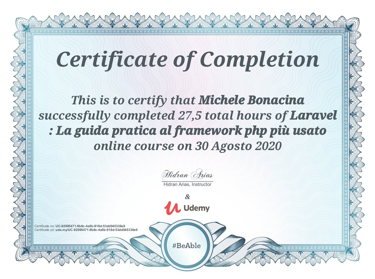 mbonacina71's tweet photo. Completato corso "Laravel : La guida pratica al framework php più usato" https://t.co/LXJBLl5Lxs via @udemy https://t.co/kvIhk2McAN