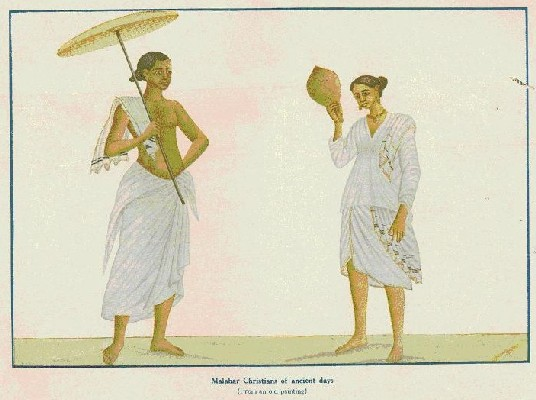 Note:NOBODY, absolutely NOBODY, dressed like Jesus or any christian saint in those days in Kerala.Even local Christians of Kerala dressed like Brahmins.Here is a painting of a local Christian couple of 19th centuryThe Christian man wears choti and dhoti like Brahmins