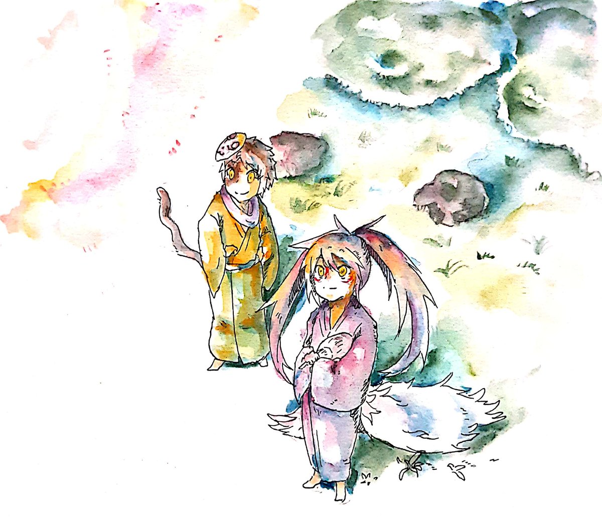 今月描いた絵を晒そう 夏らしいもの描きました 水尾の漫画